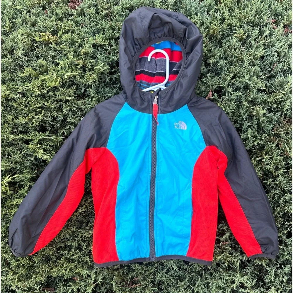 The North Face Kids Reversible Hooded Windbreaker Fleece Lined Jacket Size 3T